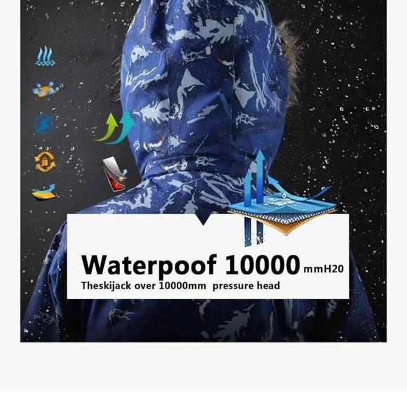 AFILOK kids winter overalls ski suit Blue and White Snowsuit Youth - Picture 5 of 15